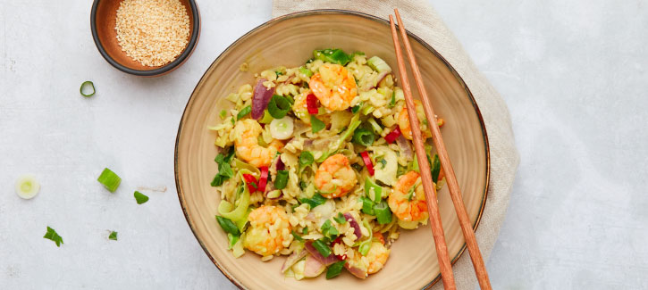 Thaiischer Wok mit Garnelen und Risoni