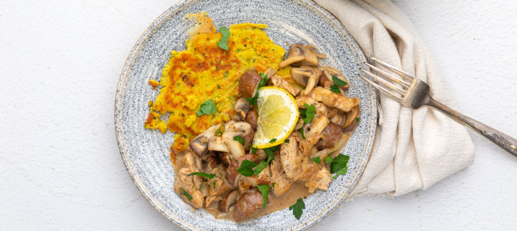Geschnetzeltes mit cremigem Hähnchen und Champignons