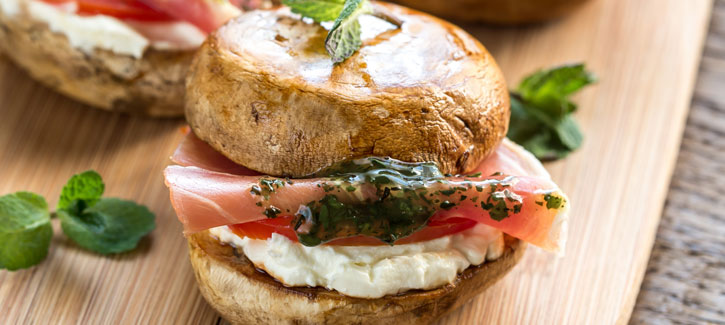 Portobello-Schinken-Ziegenkäse-Burger