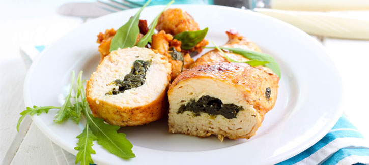 Gefülltes Hähnchenfilet mit Spinat