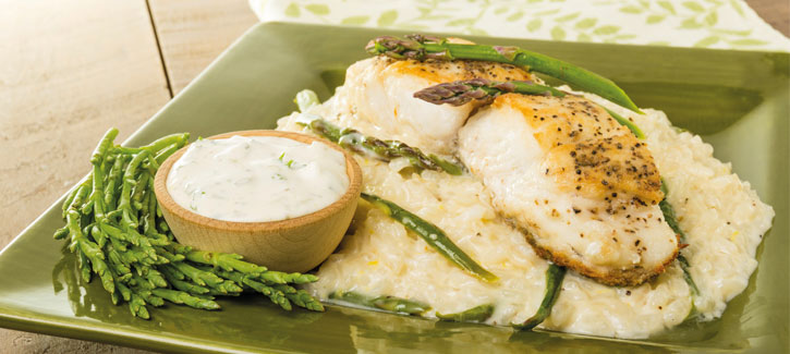 Heilbuttfilet mit Spargel und Queller