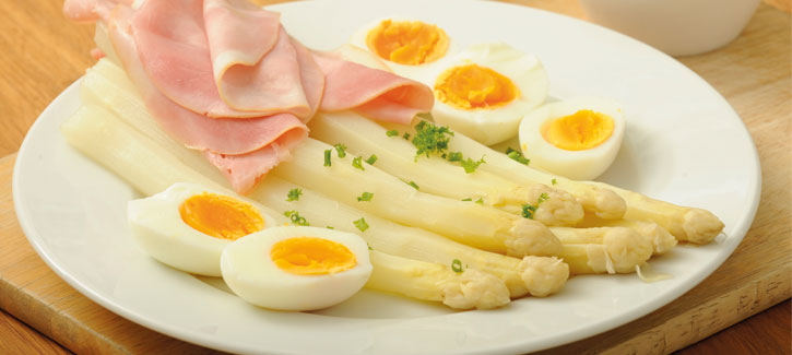 Spargel mit Schinken und Ei