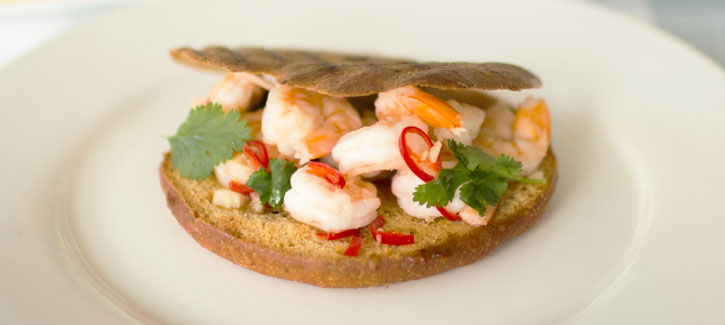 Mediterranes Brötchen mit Gambas