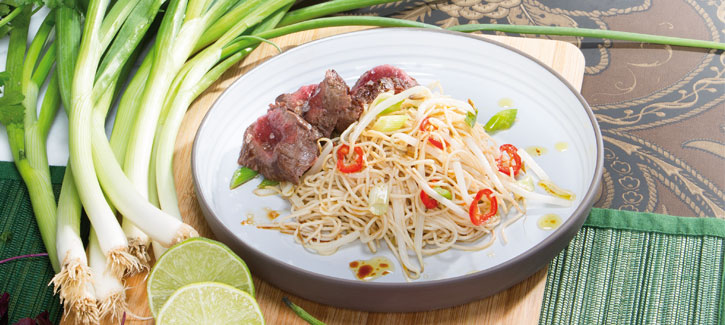 Nudeln mit Steakstreifen
