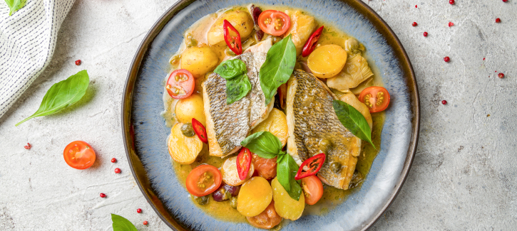 Dorade mit Drillkartoffeln und Artischocke, Low Carb Rezept