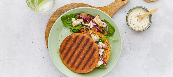 Pita mit Trüffelhähnchen und Champignons