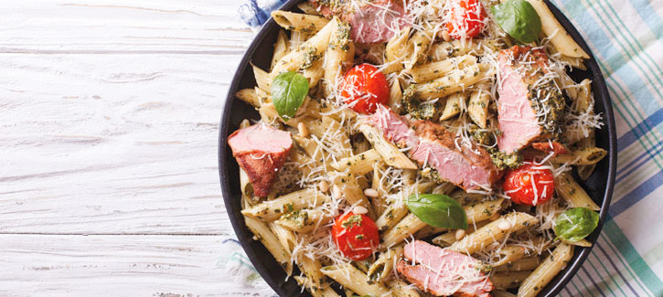 Pasta Pesto mit Kalbsschnitzel