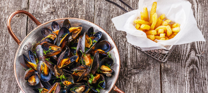Muscheln mit Knollensellerie-Pommes