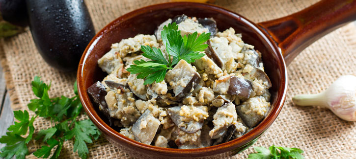 Cremiger Reis mit Aubergine
