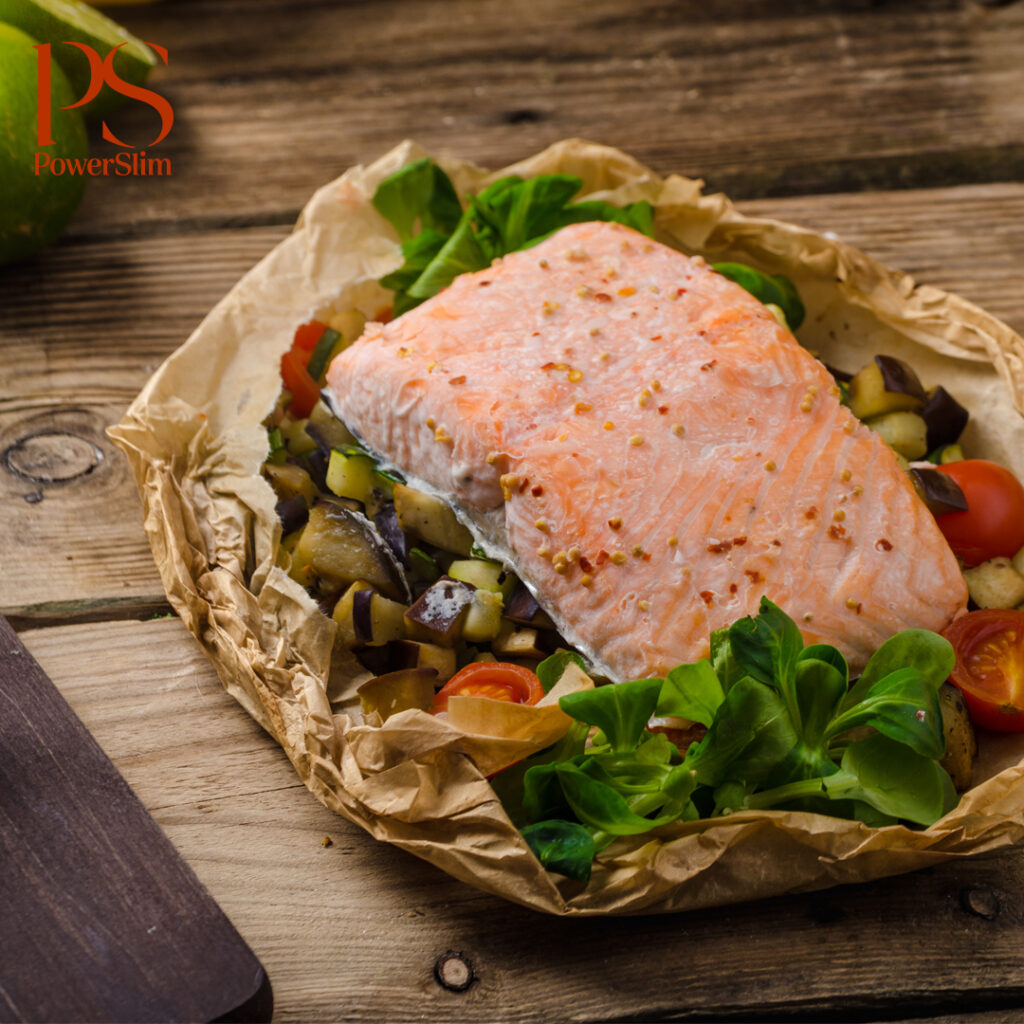 Gebratener Lachs en Papillotte
