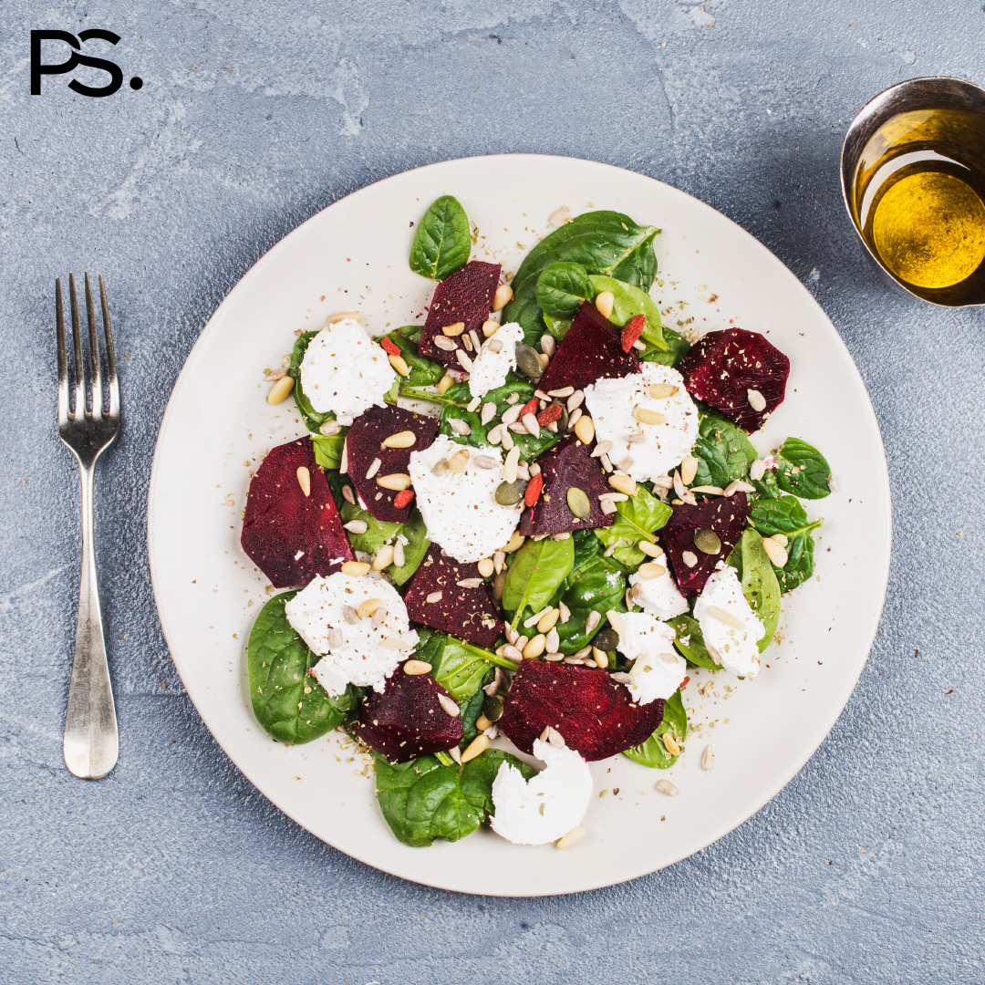 Spinatsalat mit Roten Beten und Ziegenkäse