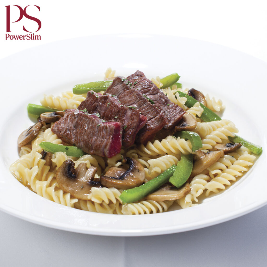 Fusilli mit Rindfleischstreifen