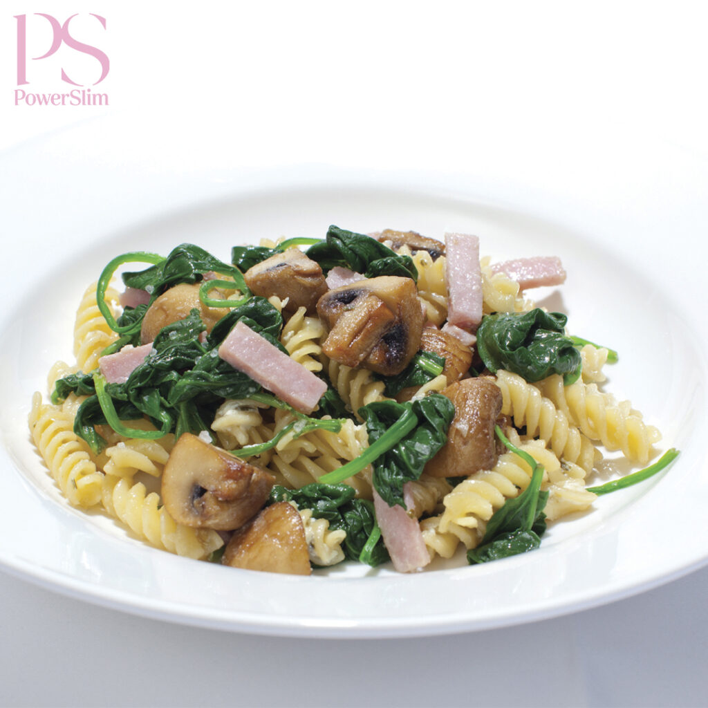 Fusilli mit Schinken und Champignon-Sahnesoße