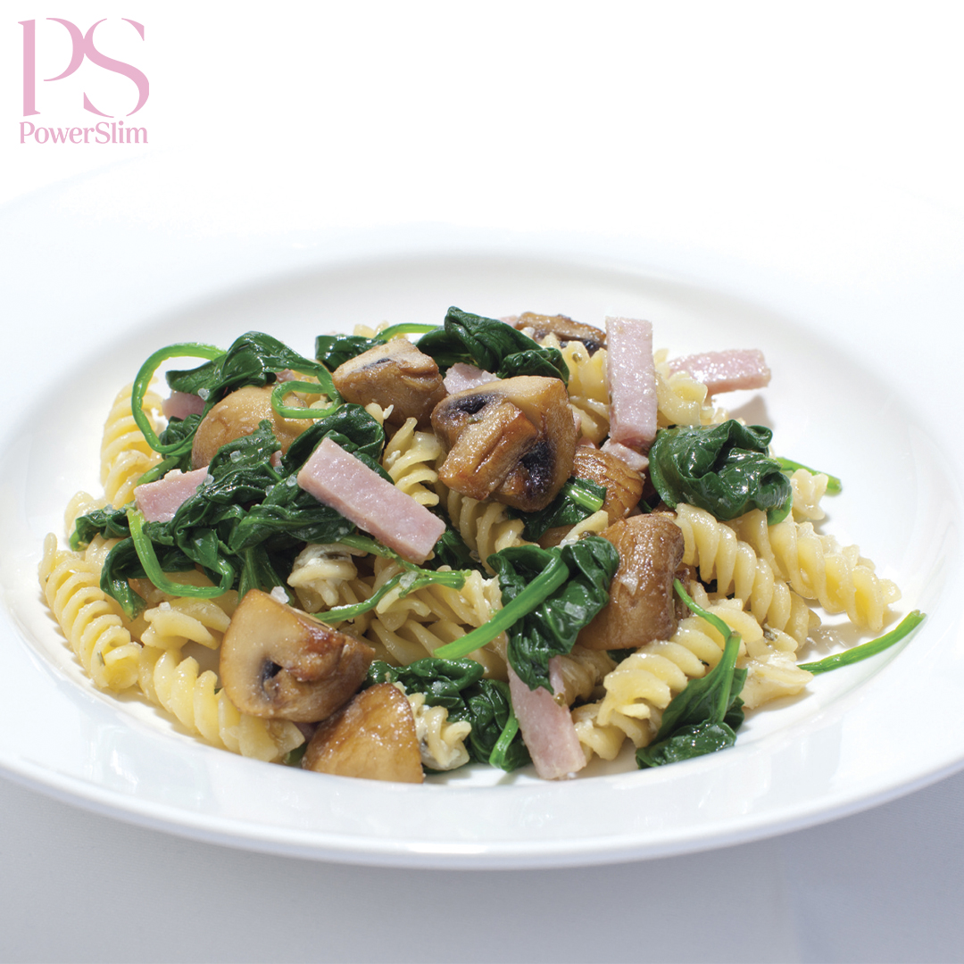 Fusilli mit Schinken und Champignon-Sahnesoße