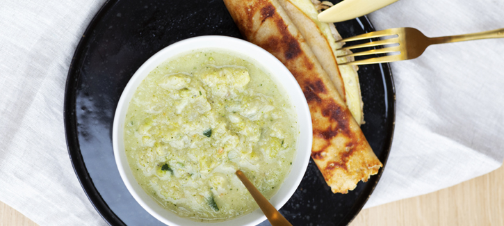 Erbsensuppe ohne Erbsen mit Herzhaftem Pfannkuchen, Low Carb Rezept